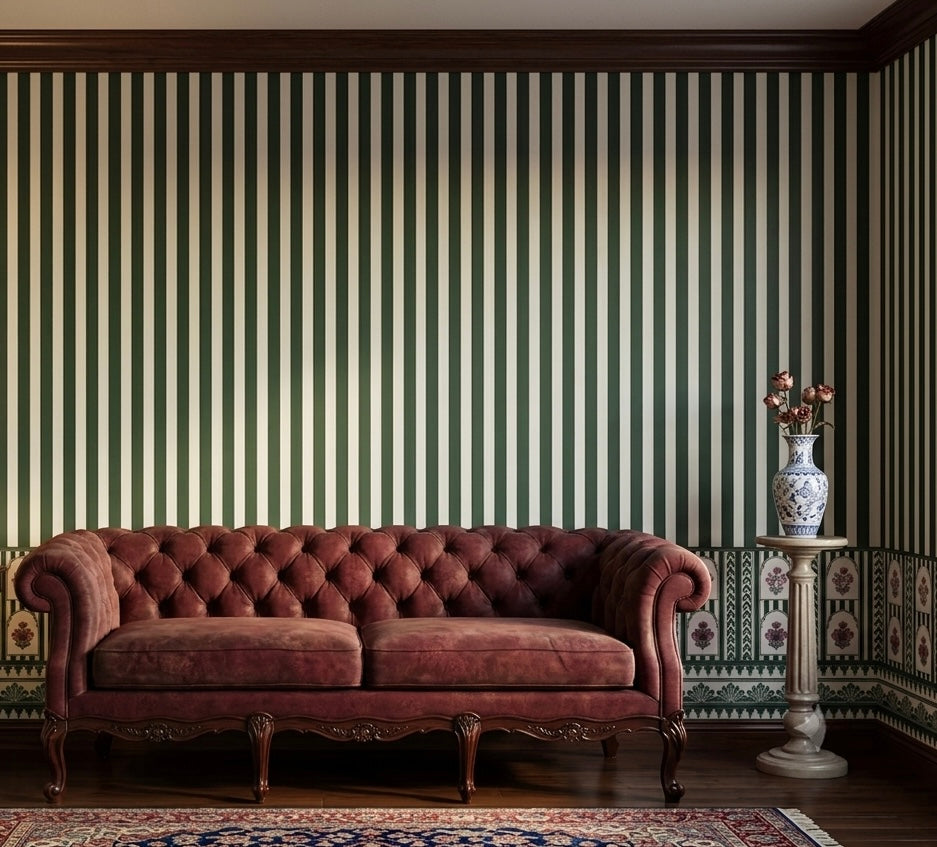 Classic Emerald Stripe Heritage Wallpaper