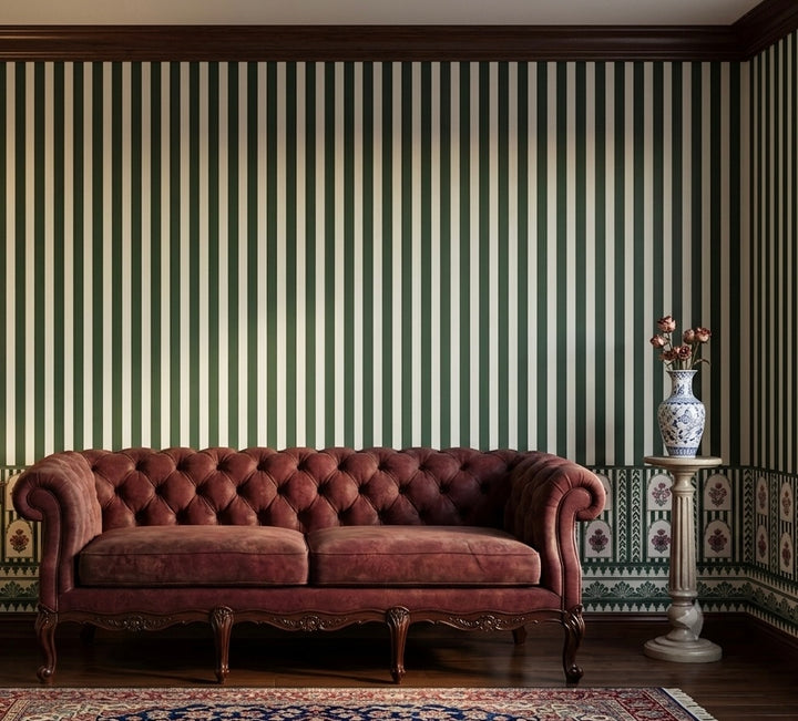 Classic Emerald Stripe Heritage Wallpaper