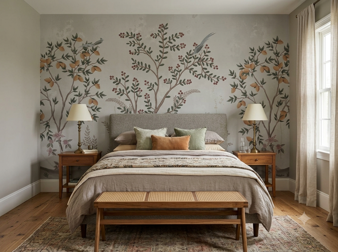 Blush Berry Botanical Wallpaper