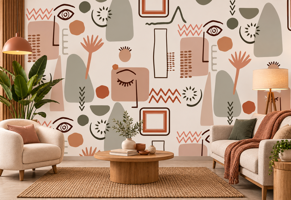 Boho Abstract Faces Wallpaper