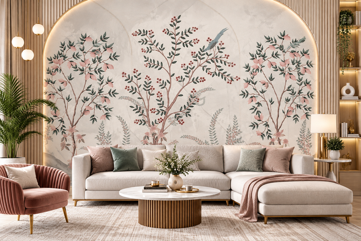 Blush Berry Botanical Wallpaper