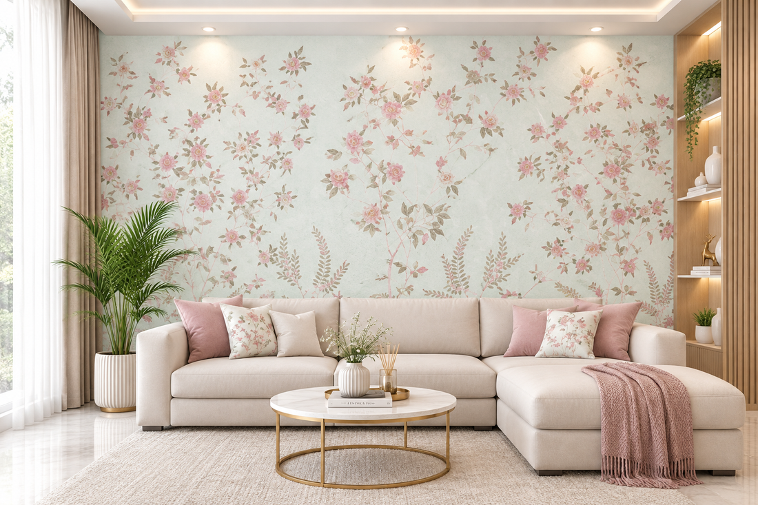 Ethereal Meadow Floral Mint Green Wallpaper