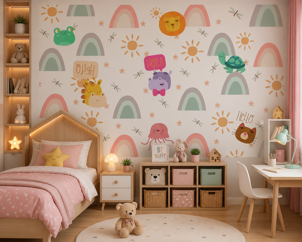 Animals Kids Wallpaper | Cartoon Rainbow