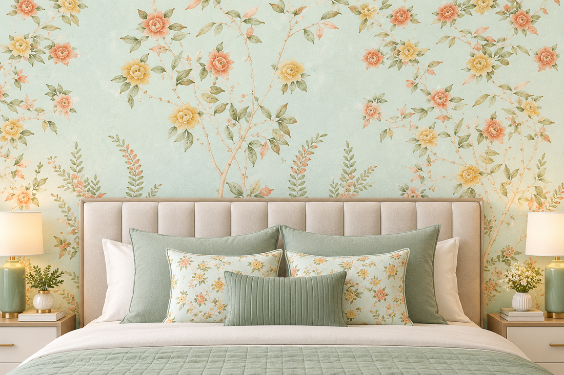 Ethereal Meadow Floral Soft Aqua Wallpaper