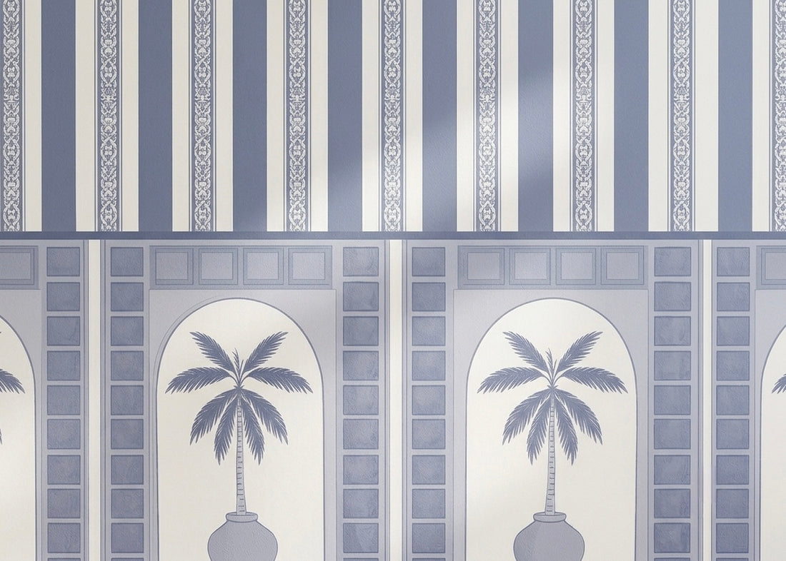 Classic Blue & White Striped Wallpaper