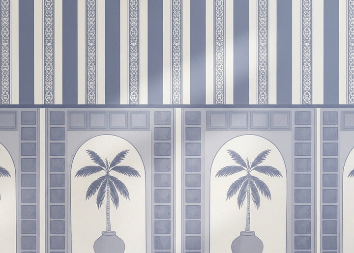 Classic Blue & White Striped Wallpaper