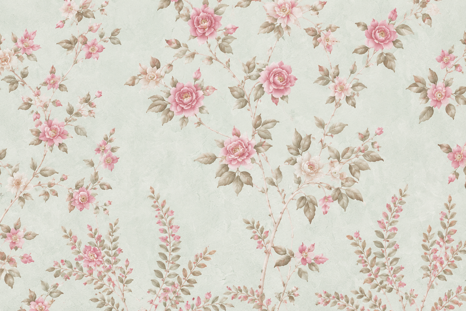 Ethereal Meadow Floral Mint Green Wallpaper
