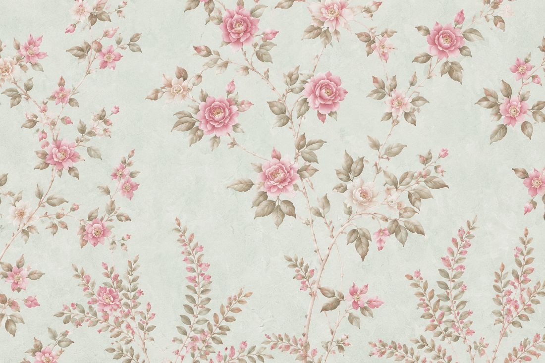 Ethereal Meadow Floral Mint Green Wallpaper