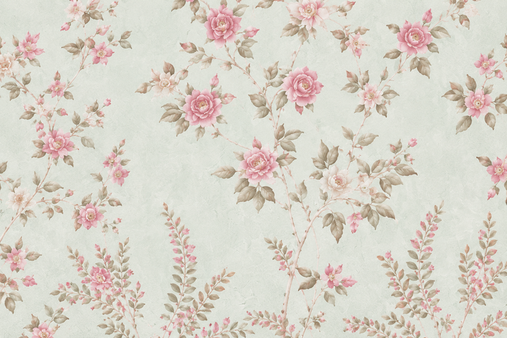 Ethereal Meadow Floral Mint Green Wallpaper