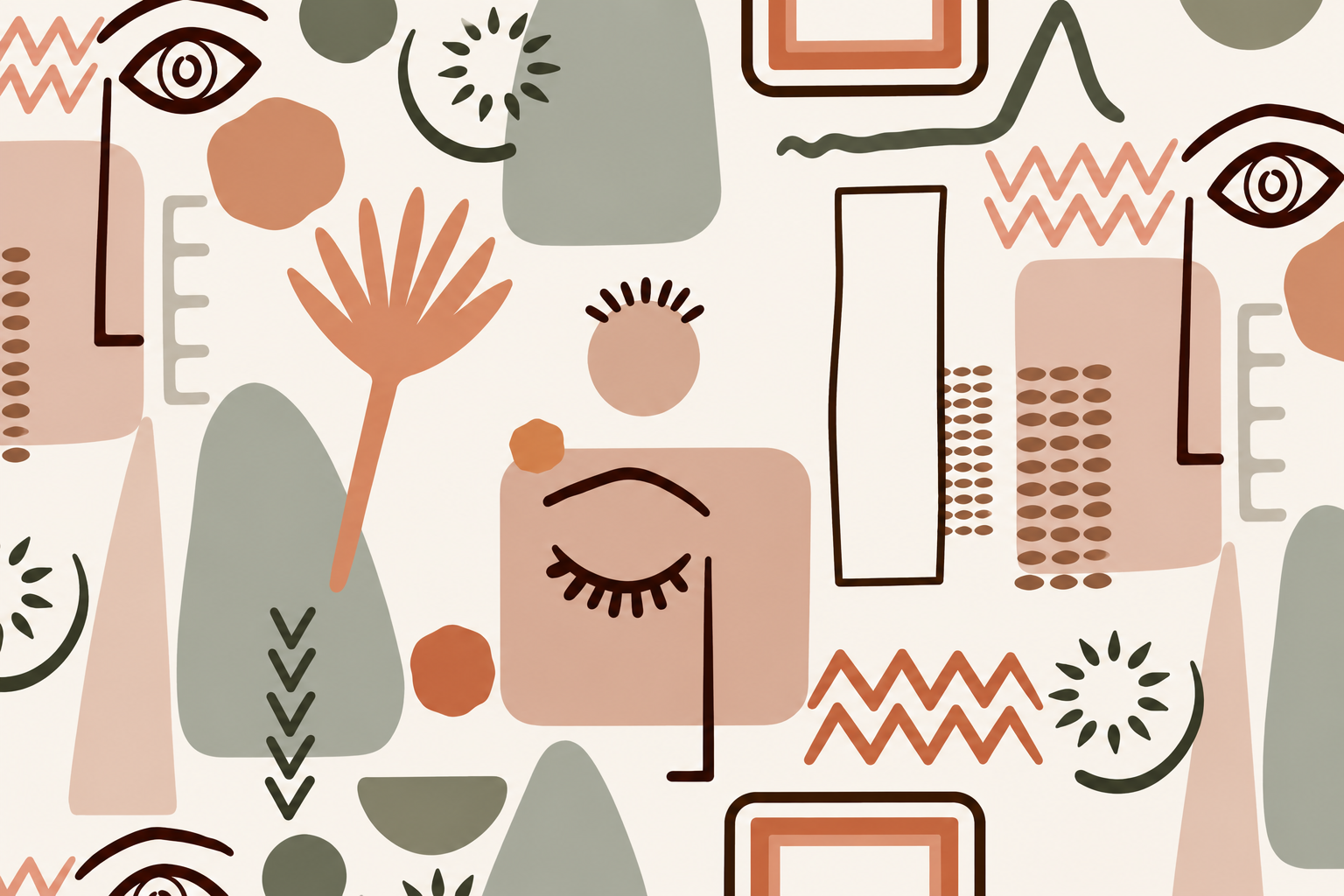 Boho Abstract Faces Wallpaper