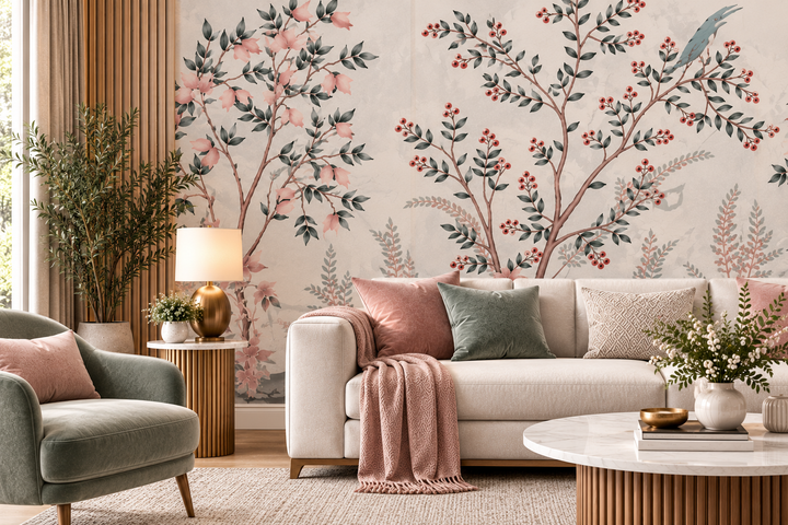 Blush Berry Botanical Wallpaper