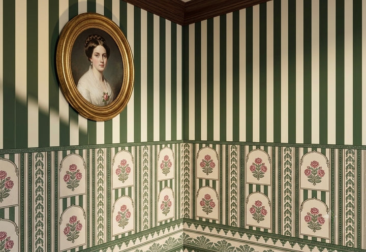 Classic Emerald Stripe Heritage Wallpaper