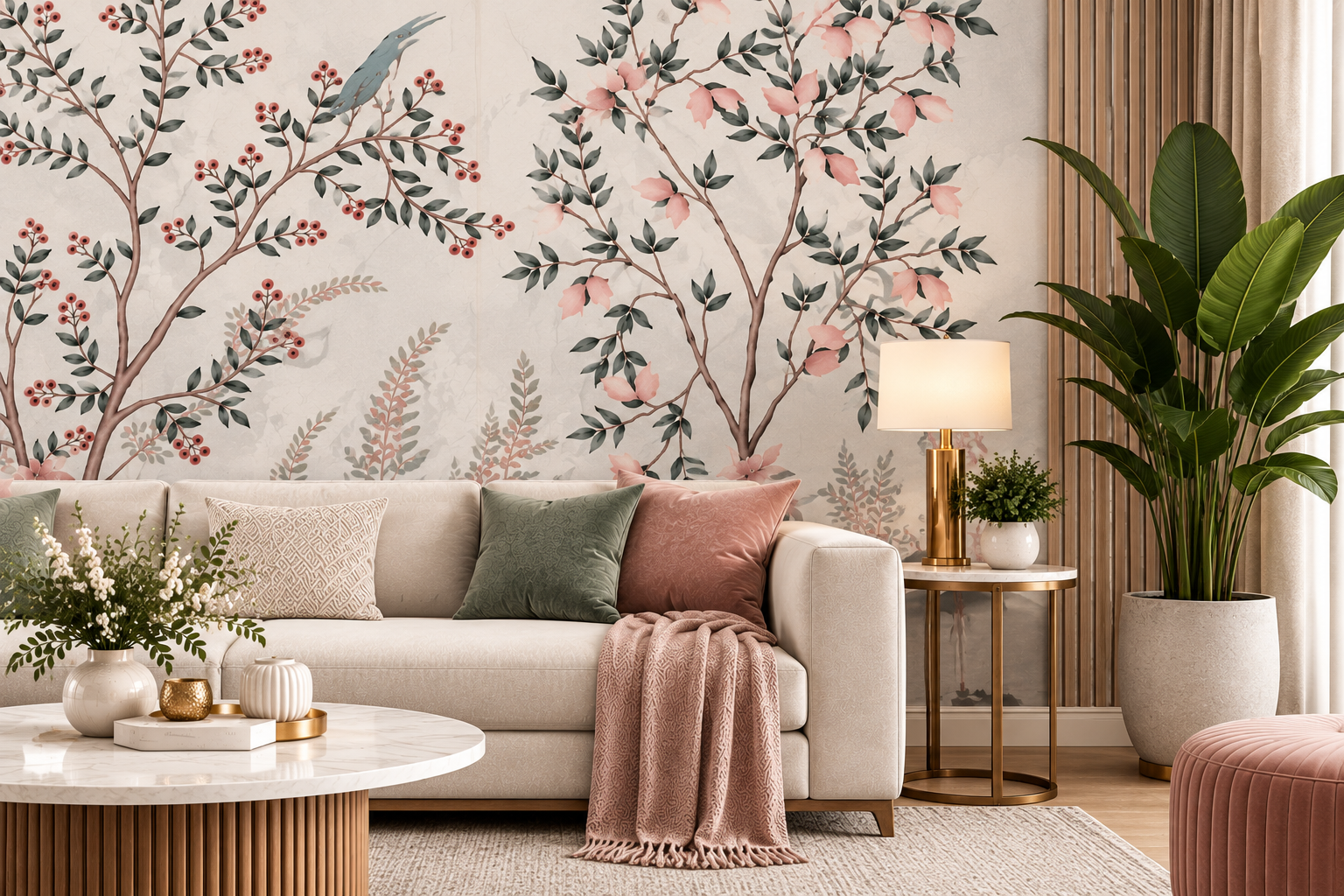 Blush Berry Botanical Wallpaper