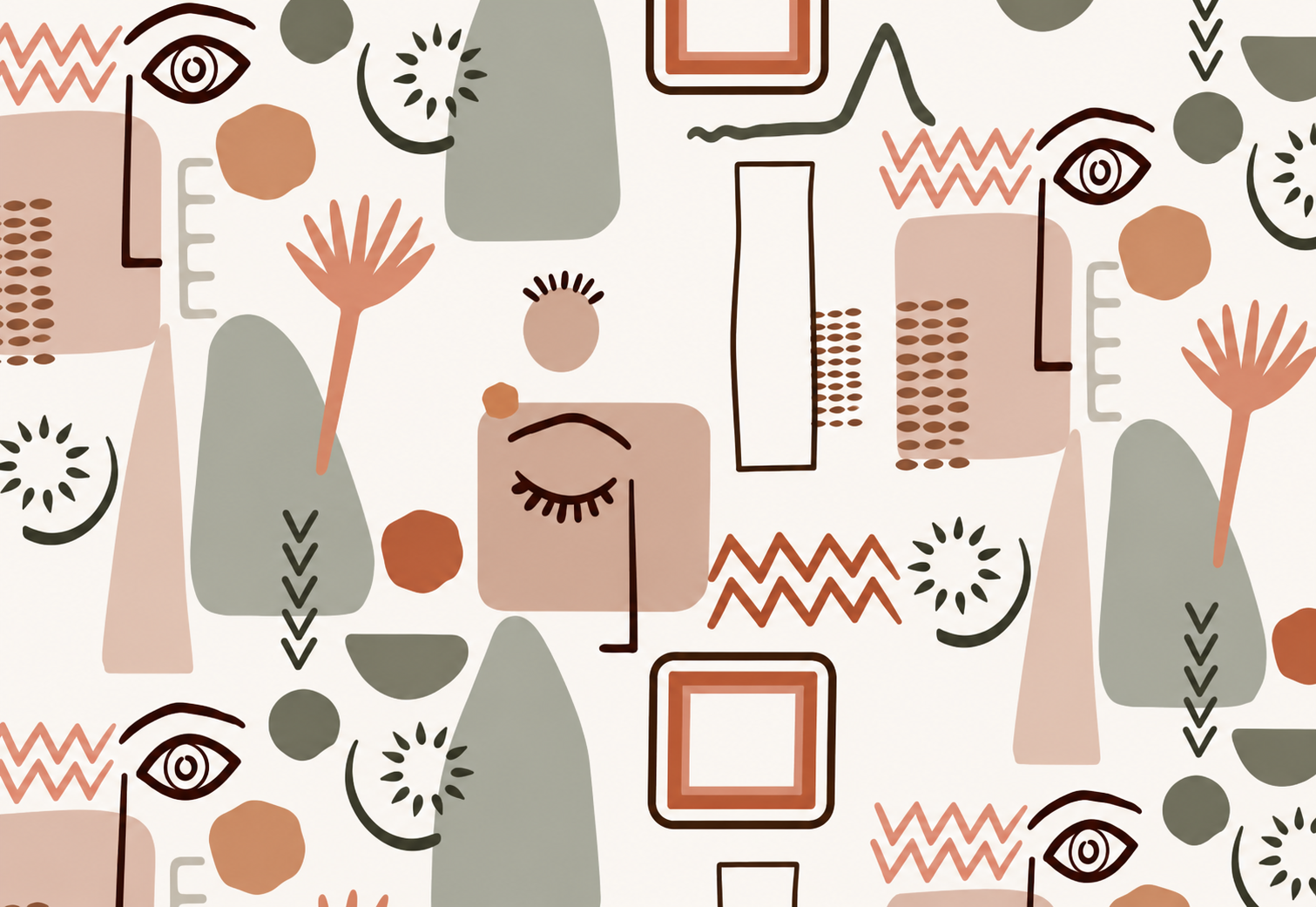 Boho Abstract Faces Wallpaper