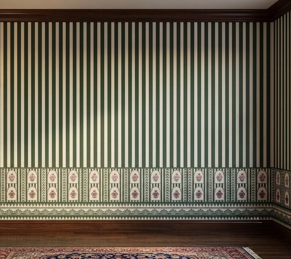 Classic Emerald Stripe Heritage Wallpaper