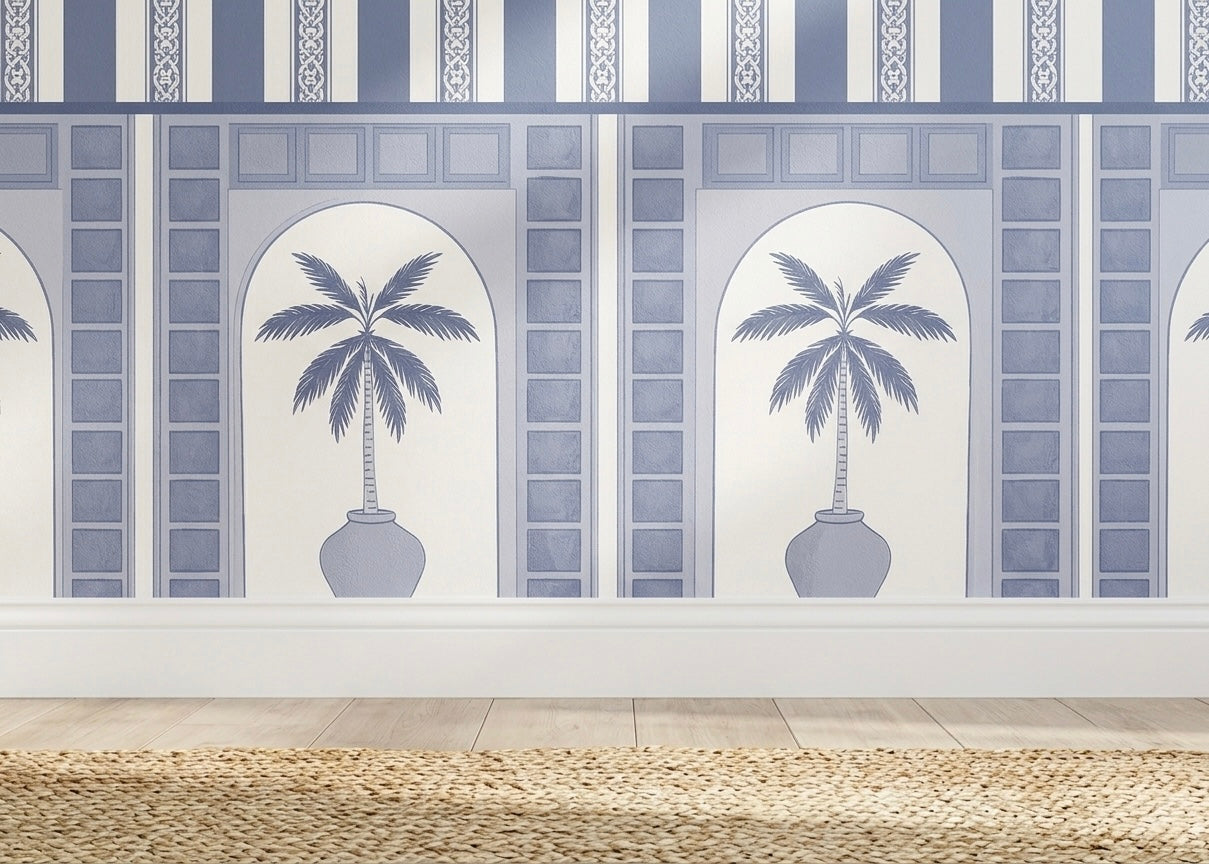 Classic Blue & White Striped Wallpaper