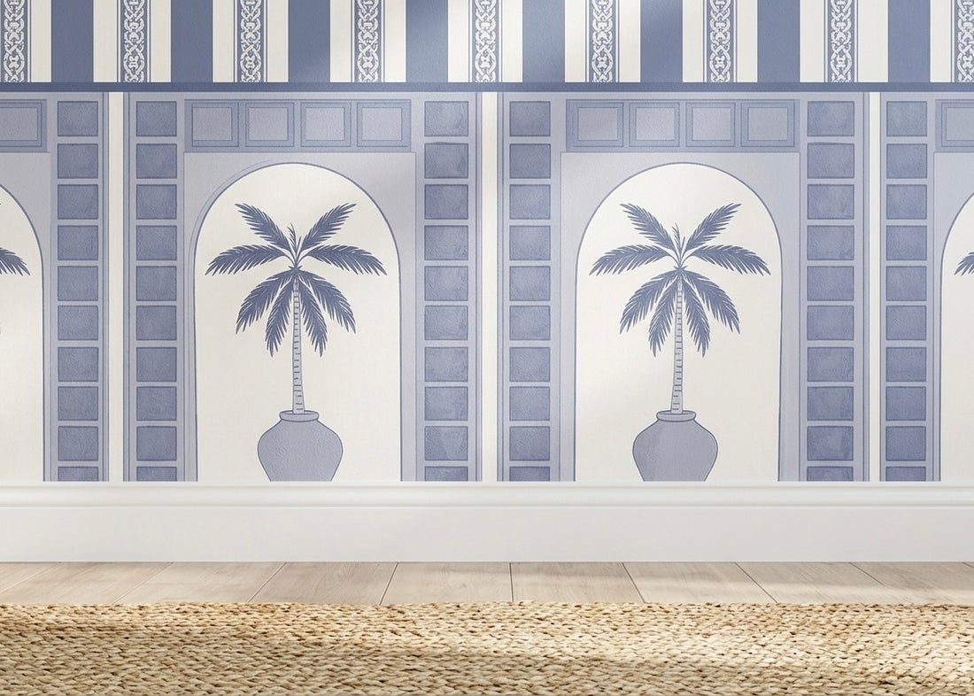 Classic Blue & White Striped Wallpaper