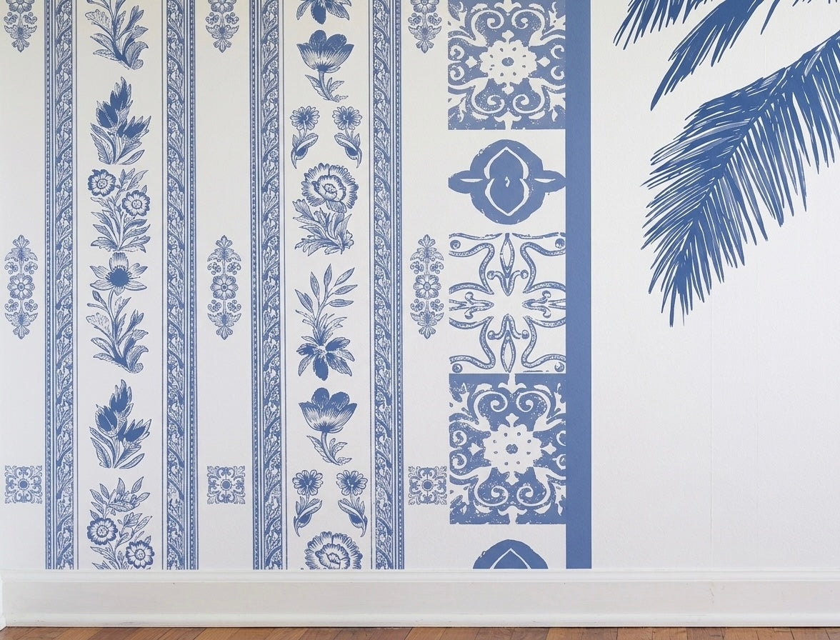 Blue Palm Symphony Wallpaper