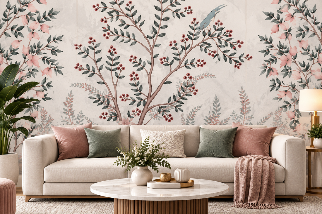 Blush Berry Botanical Wallpaper