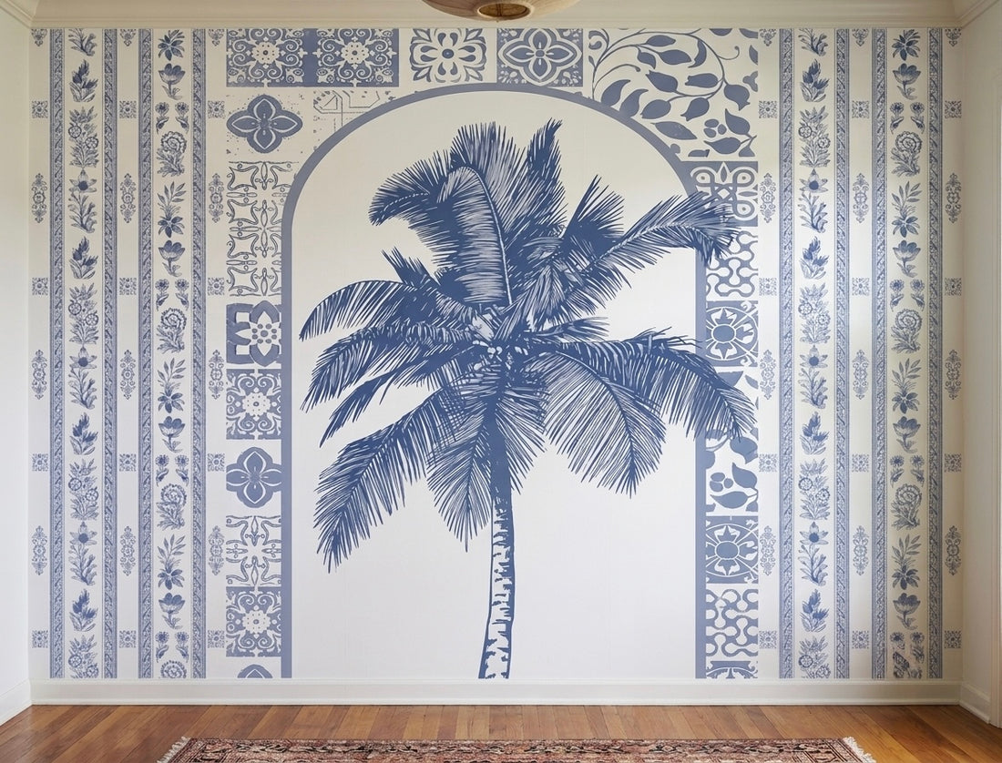 Blue Palm Symphony Wallpaper