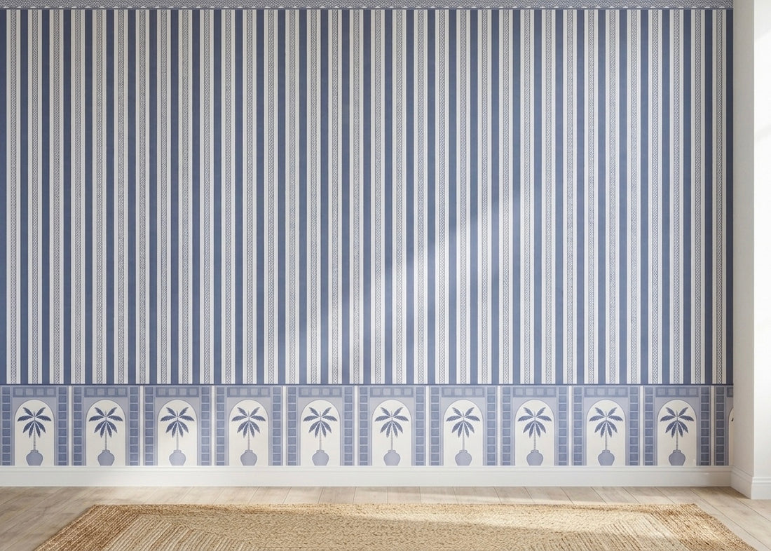 Classic Blue & White Striped Wallpaper