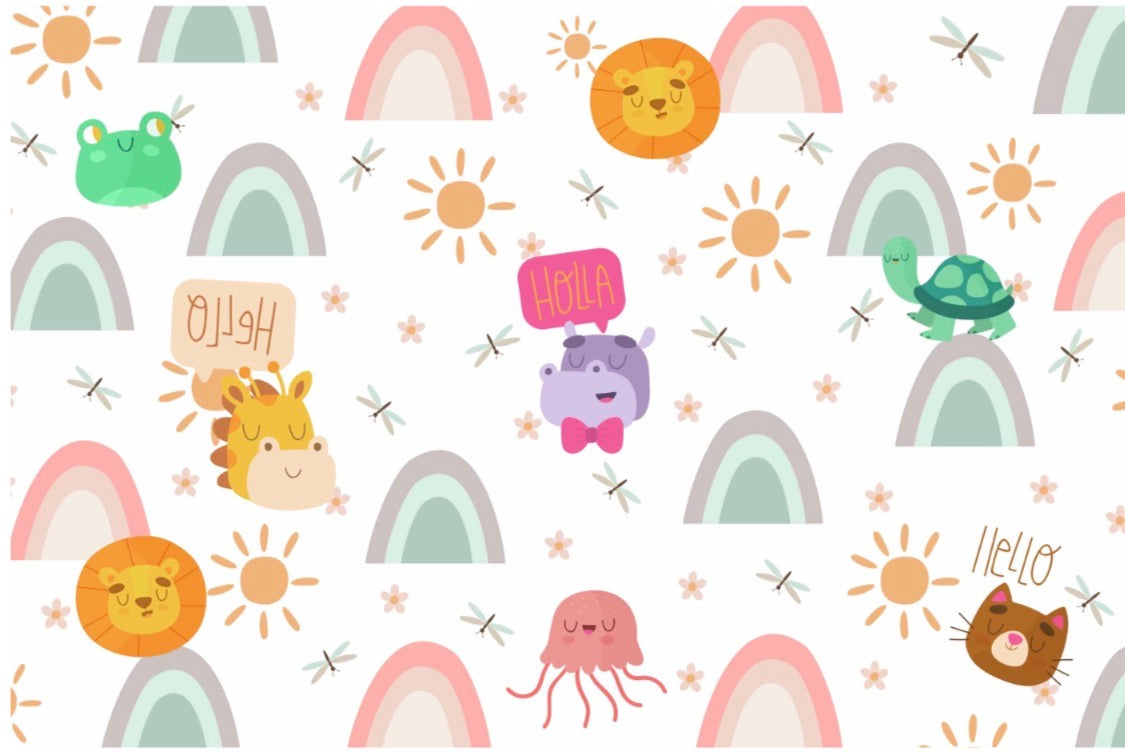 Animals Kids Wallpaper | Cartoon Rainbow