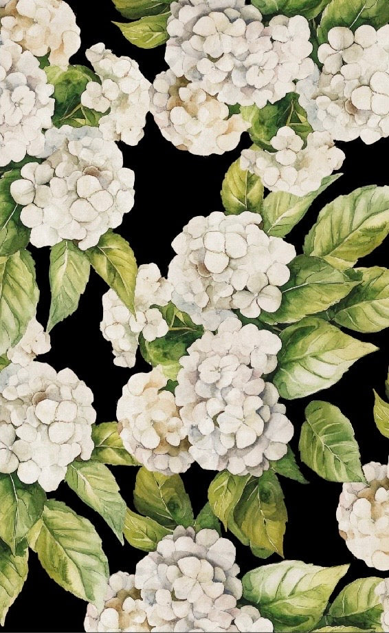 White Hydrangea Floral Wallpaper