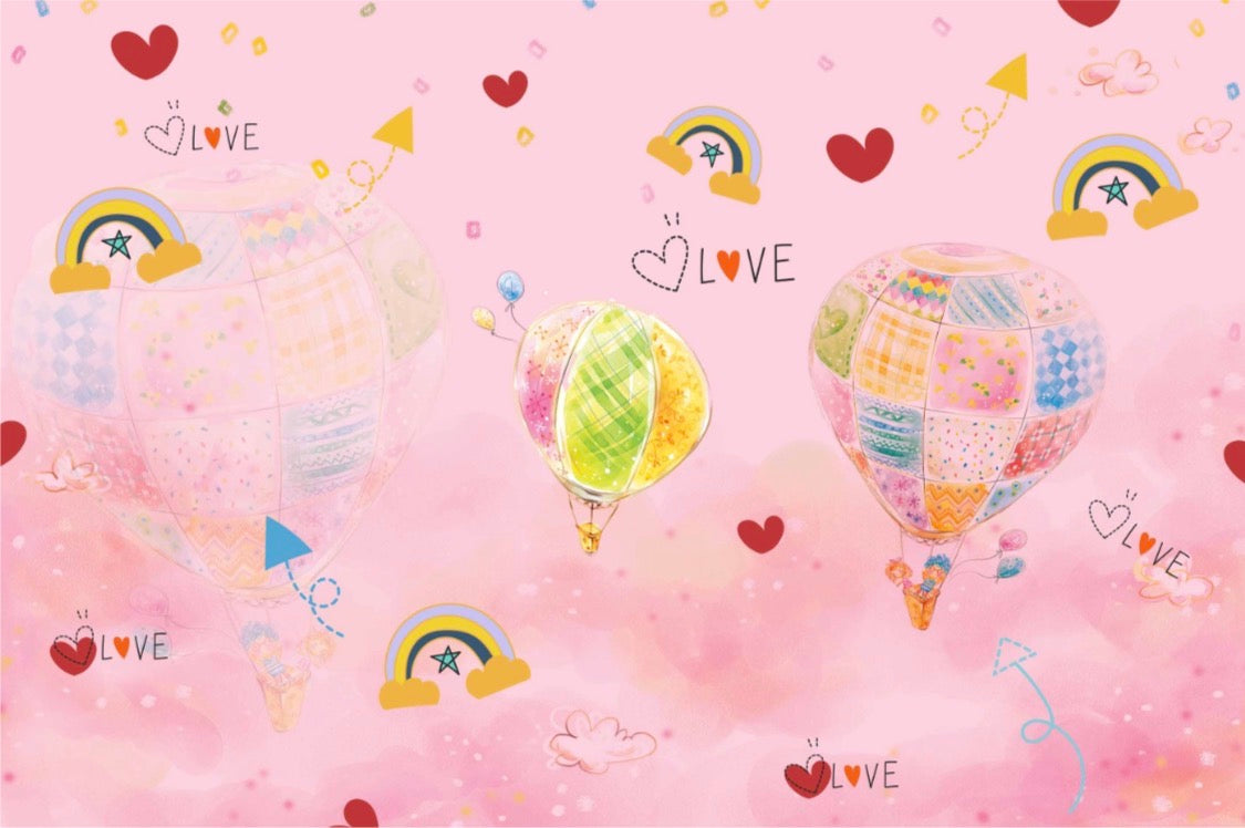 Air Balloon Kids Wallpaper | Pink Rainbow