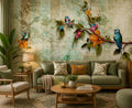 Vintage Hummingbird Floral Wallpaper