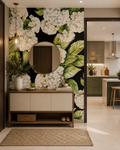 White Hydrangea Floral Wallpaper