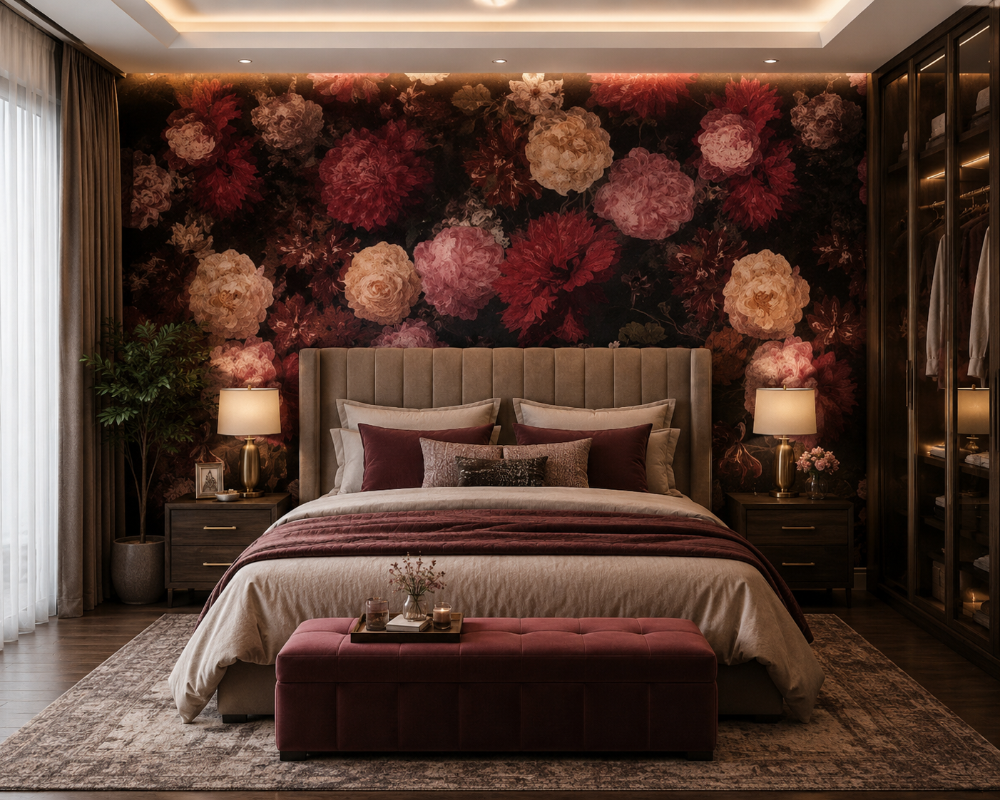 Vintage Dark Floral Wallpaper