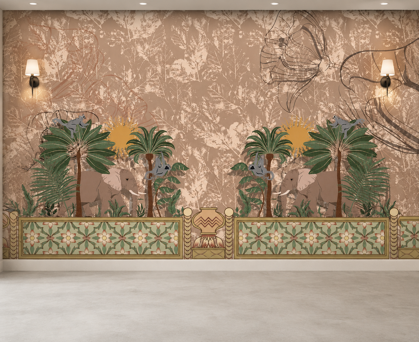 Royal Elephant Botanical Wall Mural