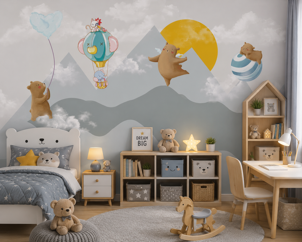 Dreamy Bear Adventure Kids Wallpape