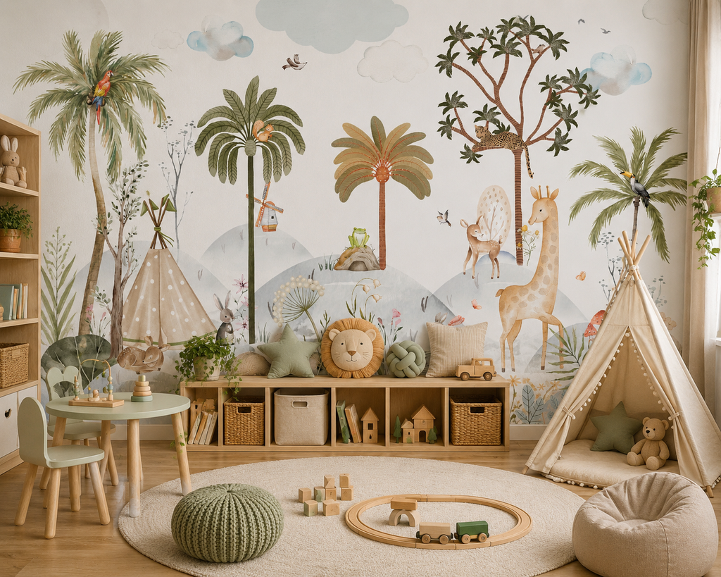 Jungle Kids Wallpaper | Animal wall Mural