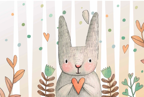 Cute Bunny Playroom Wallpaper