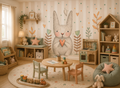 Cute Bunny Playroom Wallpaper