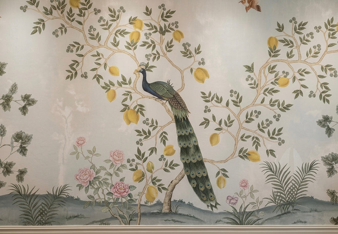 Royal Peacock Garden Cream Wallpaper