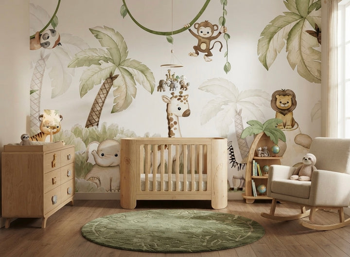 Whimsical Safari Adventure Nursery Wallpaper