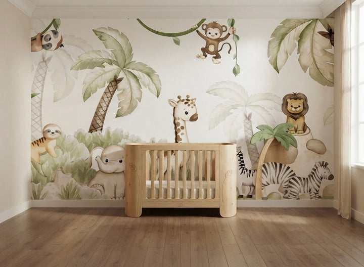 Whimsical Safari Adventure Nursery Wallpaper