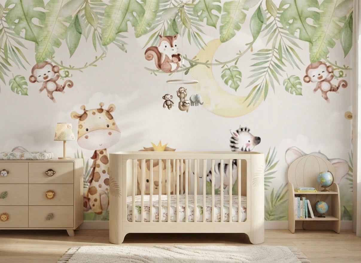 Jungle Animals Nursery Wallpaper