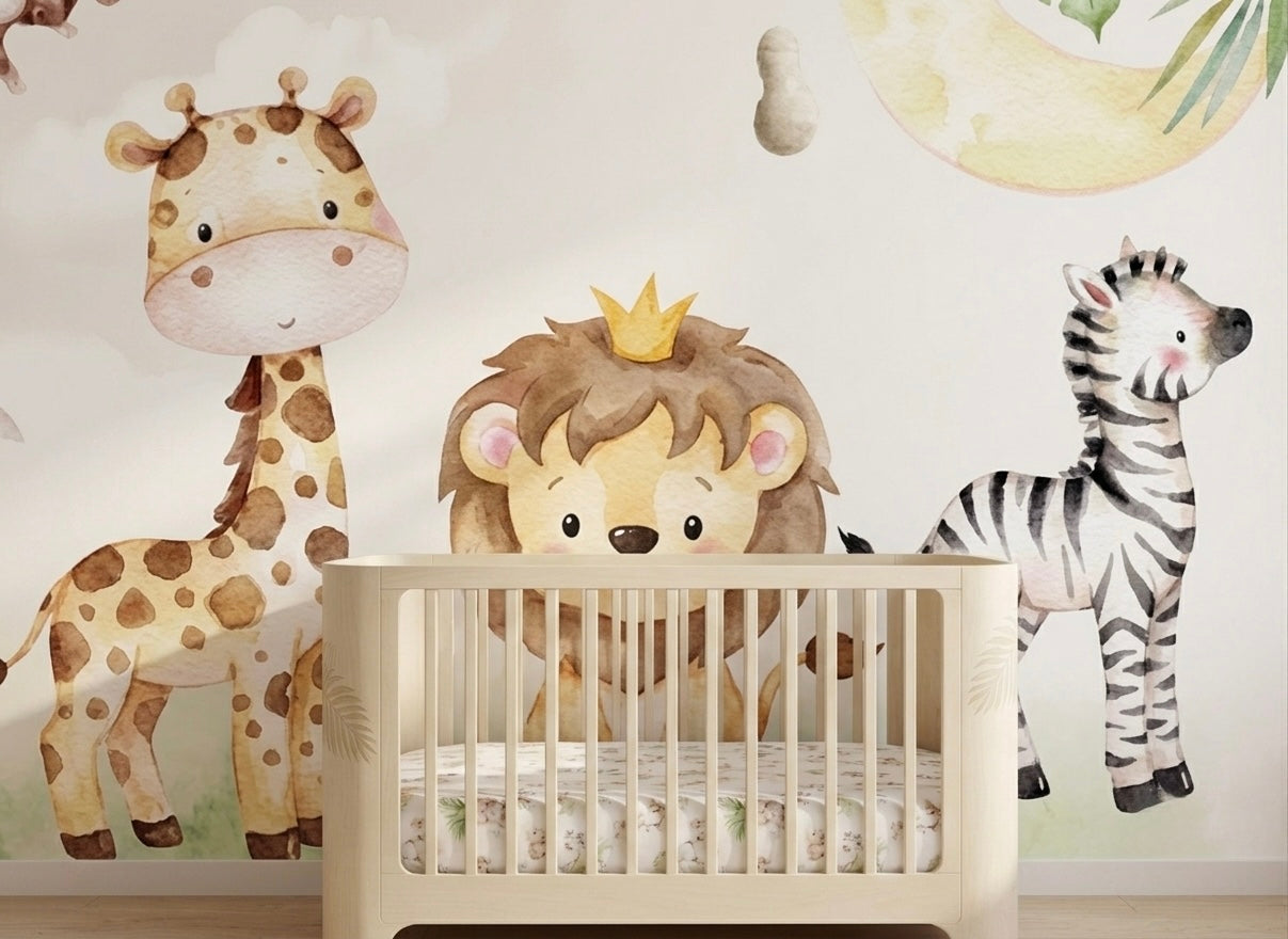 Jungle Animals Nursery Wallpaper