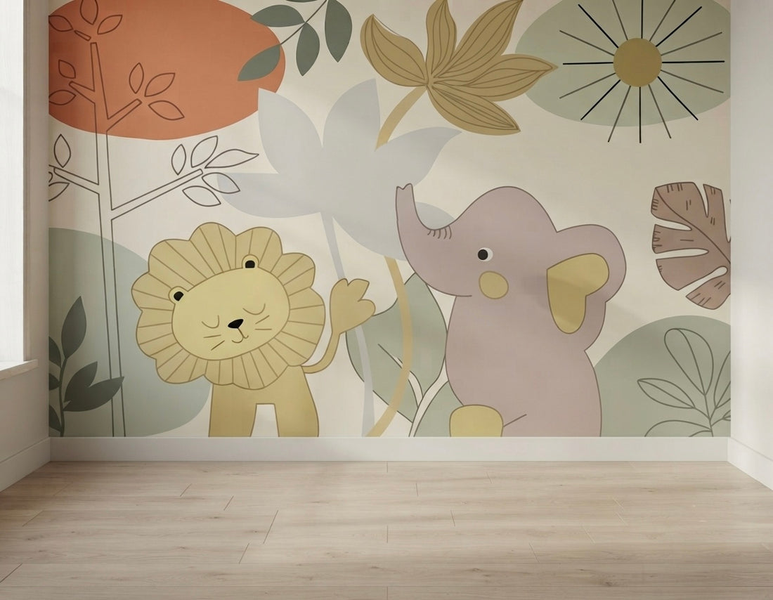 Whimsical Safari Kids Wallpaper