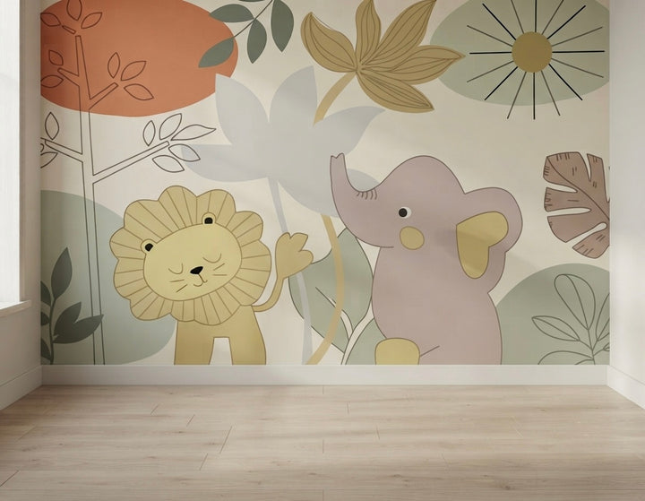 Whimsical Safari Kids Wallpaper